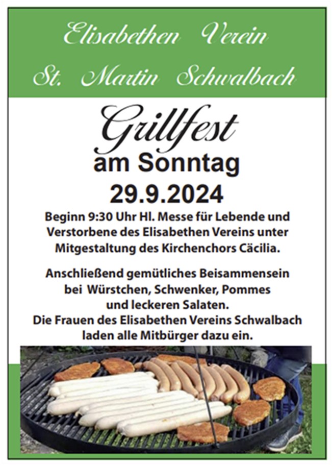 Plakat Grillfest Elisabethenverein St. Martin