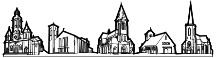 Man sieht die vier Kirchen von Schwalbach als Zeichnung