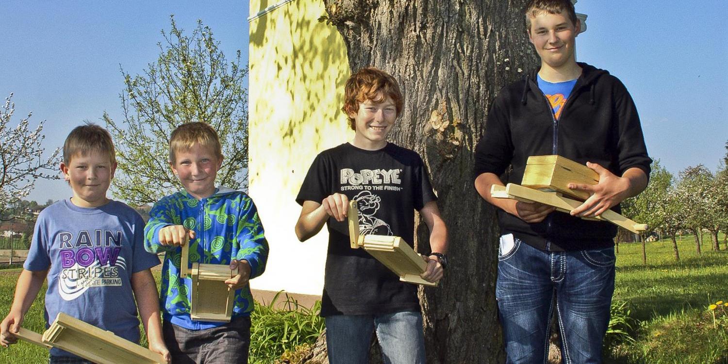 Kinder mit Rappeln (Raspeln) für Karfreitag und Karsamstag